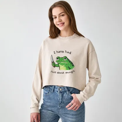 Tokyo-Tiger Impatient Frog Washed Crop Sweatshirt