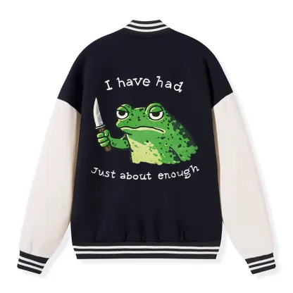 Tokyo-Tiger Impatient Frog Embroidery Varsity Jacket