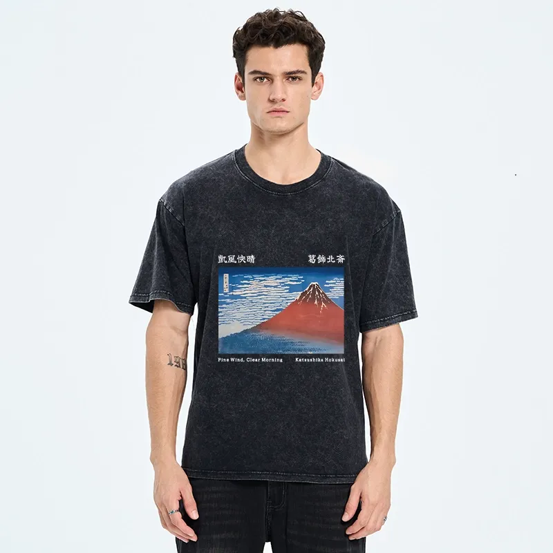 Tokyo-Tiger Mount Fuji in Clear Sky Washed T-Shirt
