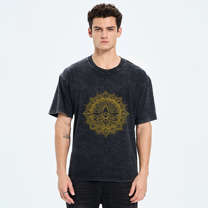 Tokyo-Tiger Serene Golden Mandala Washed T-Shirt