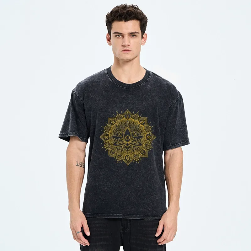 Tokyo-Tiger Serene Golden Mandala Washed T-Shirt