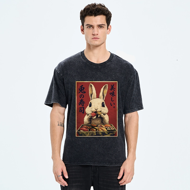 Tokyo-Tiger Rabbit’s Sushi Feast Washed T-Shirt