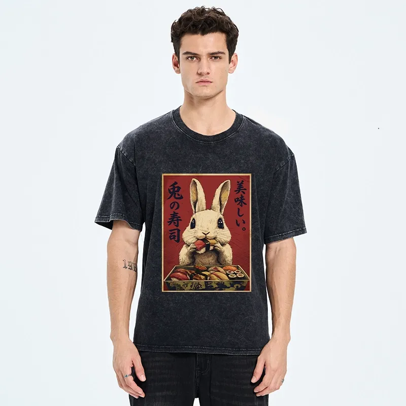 Tokyo-Tiger Rabbit’s Sushi Feast Washed T-Shirt
