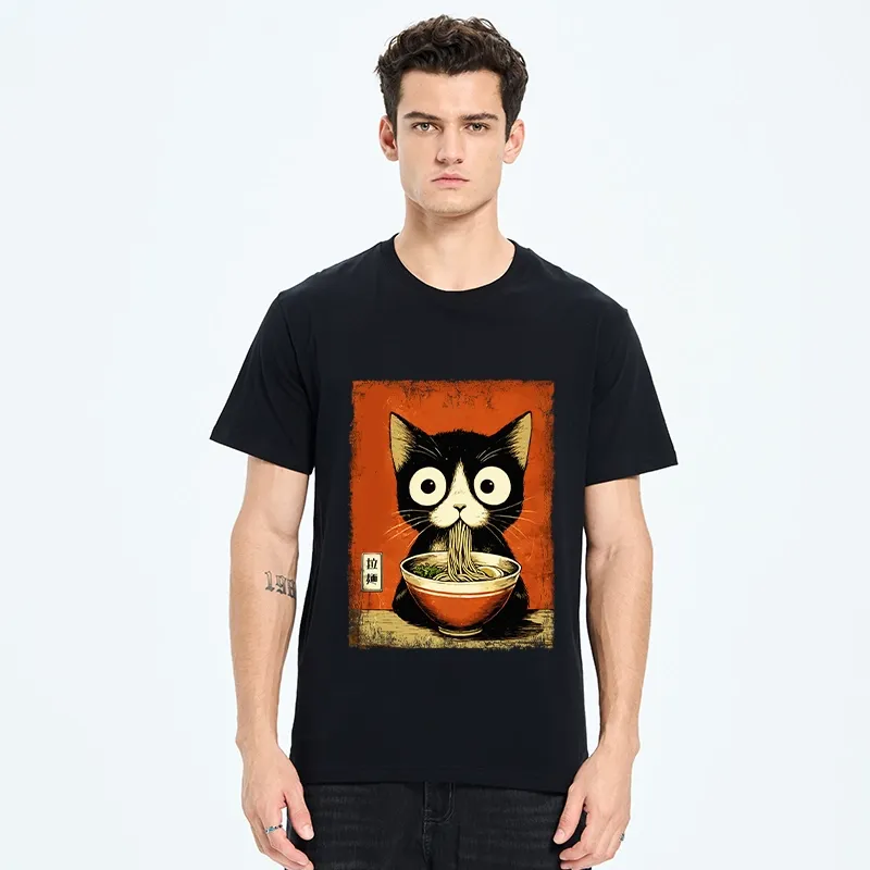 Tokyo-Tiger Ramen Loving Black Cat Classic T-Shirt