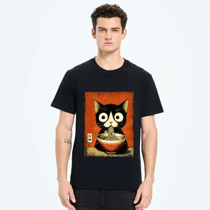 Tokyo-Tiger Ramen Loving Black Cat Classic T-Shirt