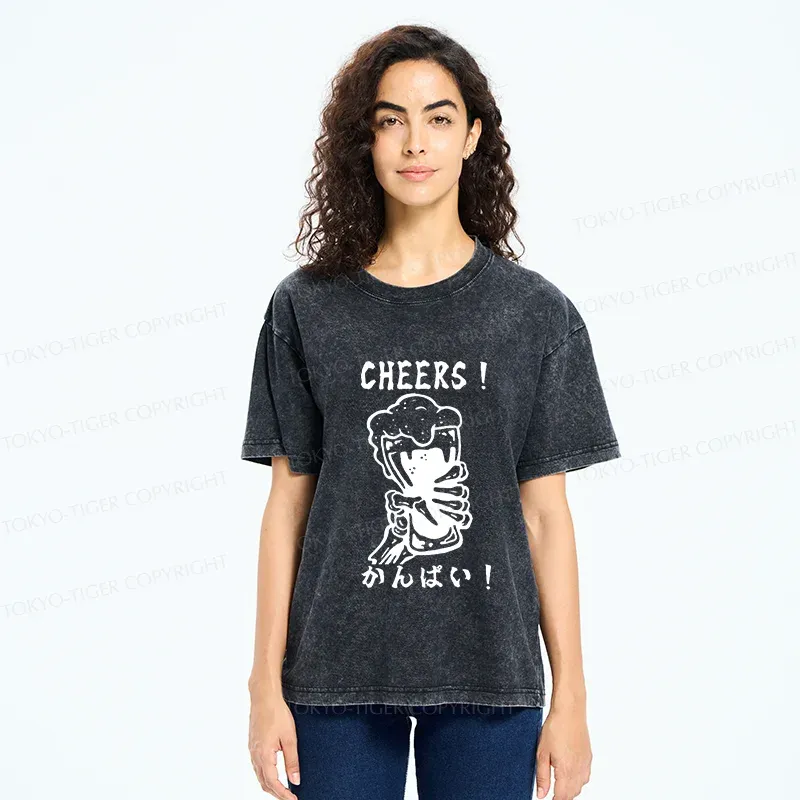 Tokyo-Tiger Cheers Together Washed T-Shirt