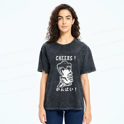 Tokyo-Tiger Cheers Together Washed T-Shirt