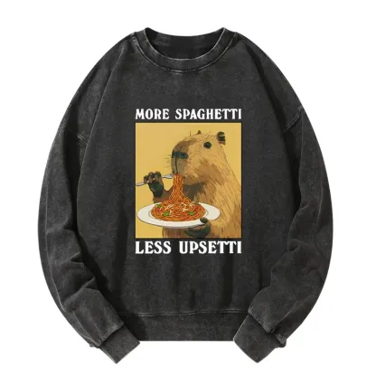 Tokyo-Tiger Capybara Eating Pasta Washed Sweatshirt