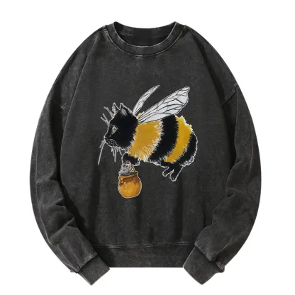 Tokyo-Tiger Catbee Funny Washed Sweatshirt