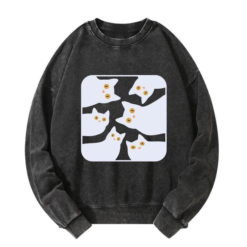 Tokyo-Tiger Cats Are Watching You Washed Sweatshirt