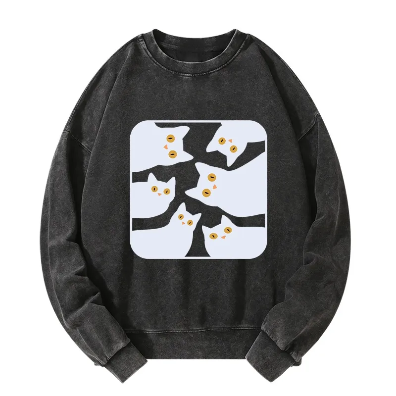 Tokyo-Tiger Cats Are Watching You Washed Sweatshirt