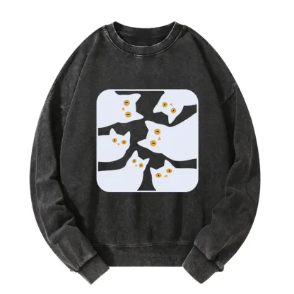 Tokyo-Tiger Cats Are Watching You Washed Sweatshirt