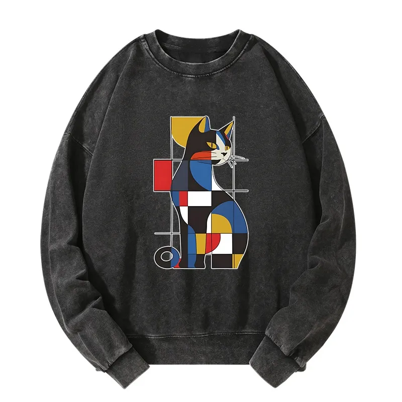 Tokyo-Tiger Mondrian Cat Washed Sweatshirt