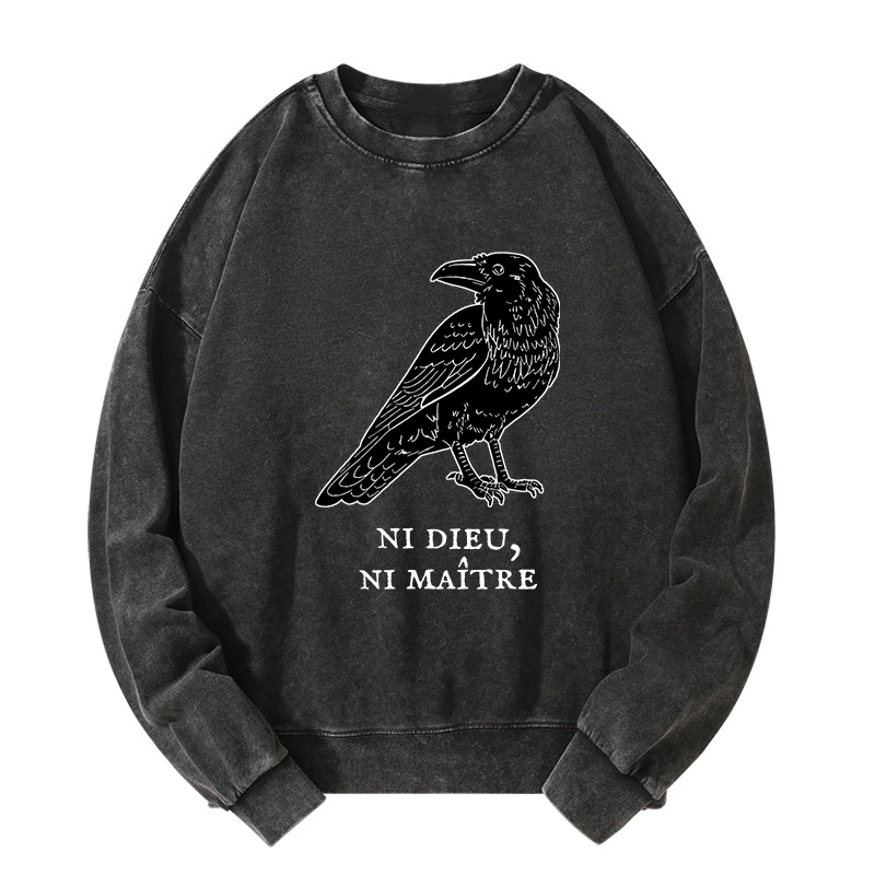 Tokyo-Tiger Crow Have A Strong Sense Of Self Washed Sweatshirt