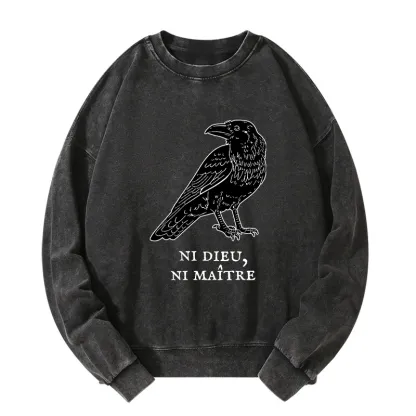 Tokyo-Tiger Crow Have A Strong Sense Of Self Washed Sweatshirt