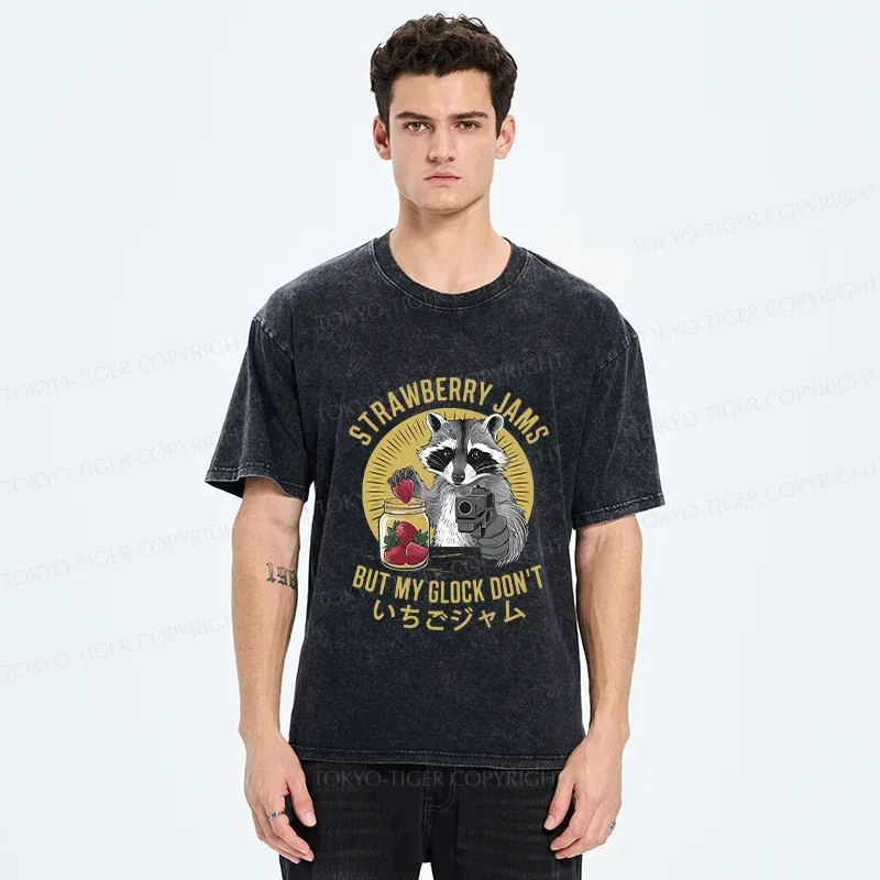 Tokyo-Tiger Strawberry Jam Raccoon Washed T-Shirt