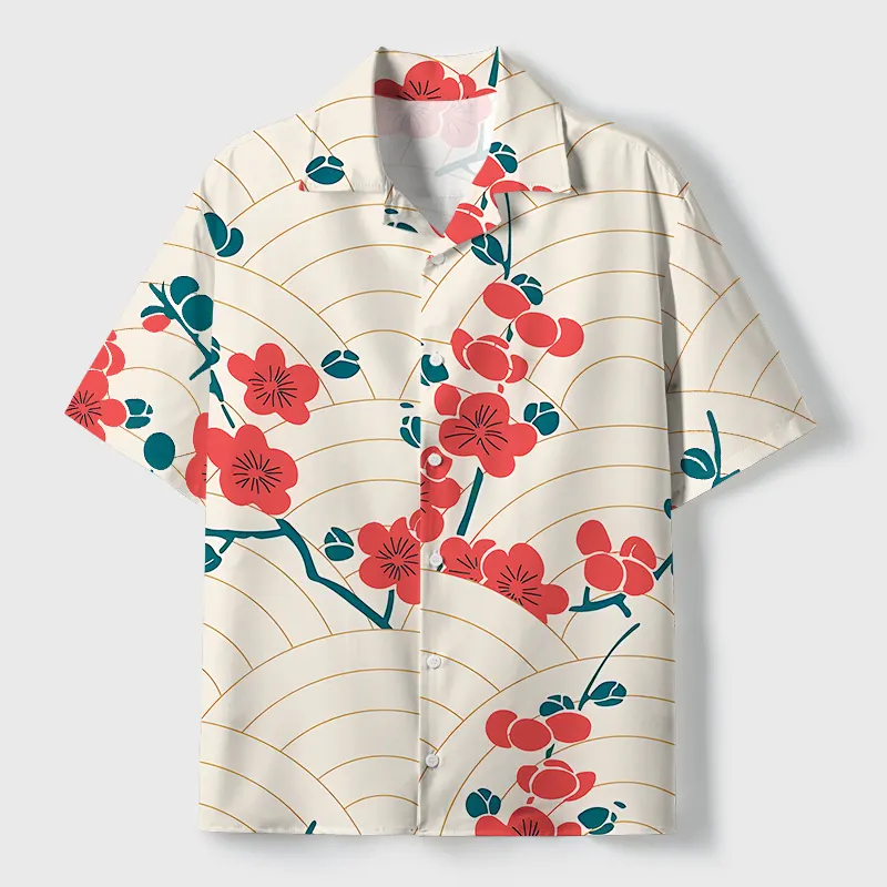 Tokyo-Tiger Blossom Wave Cuban Collar Shirt