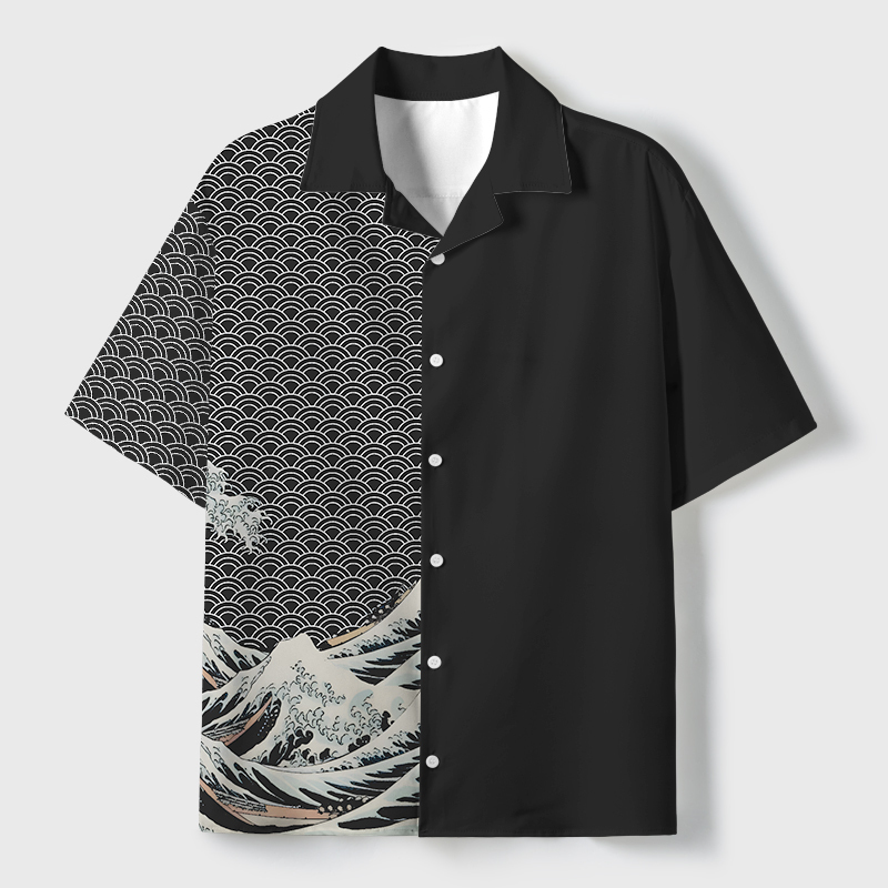 Tokyo-Tiger Half Of The Wave Cuban Collar Shirt