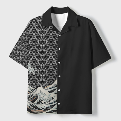 Tokyo-Tiger Half Of The Wave Cuban Collar Shirt