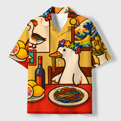 Tokyo-Tiger More Spaghetti Less Upsetti Goose Cuban Collar Shirt