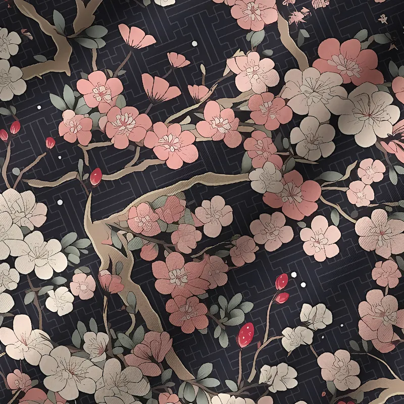 Tokyo-Tiger Blooming Sakura Cuban Collar Shirt