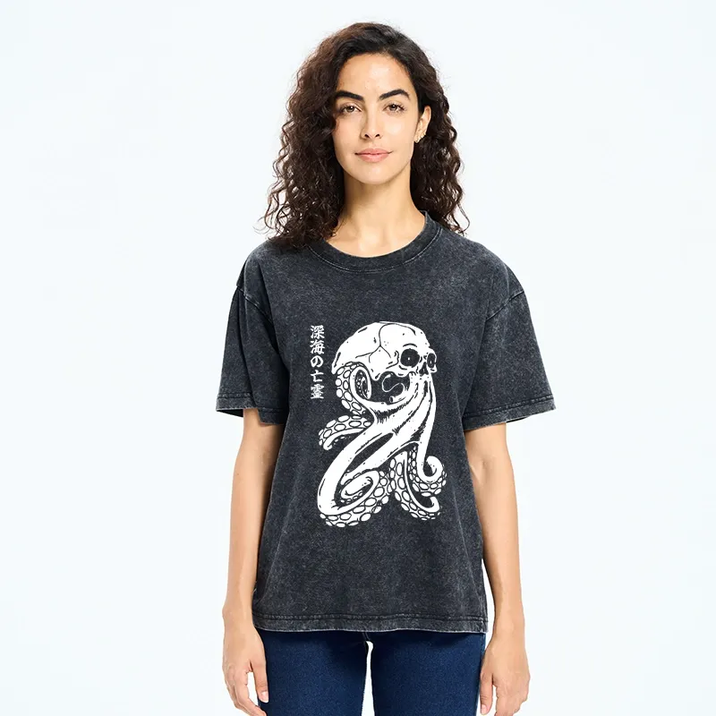 Tokyo-Tiger Octopus Of The Deep Ghost Washed T-Shirt