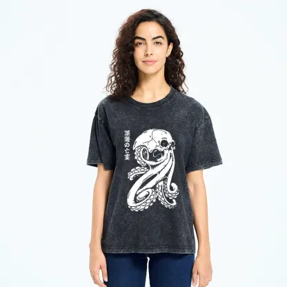 Tokyo-Tiger Octopus Of The Deep Ghost Washed T-Shirt