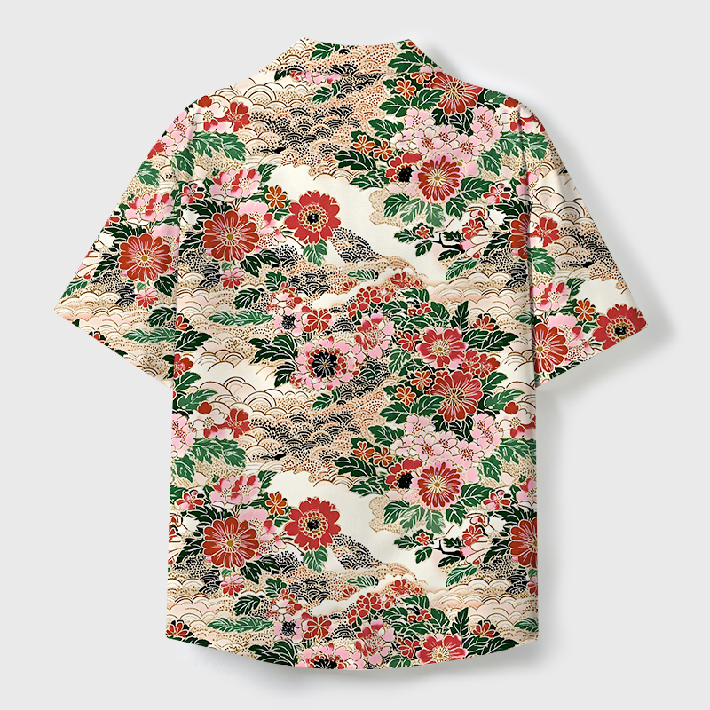 Tokyo-Tiger Floral Splendor Cuban Collar Shirt