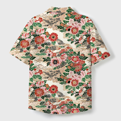 Tokyo-Tiger Floral Splendor Cuban Collar Shirt