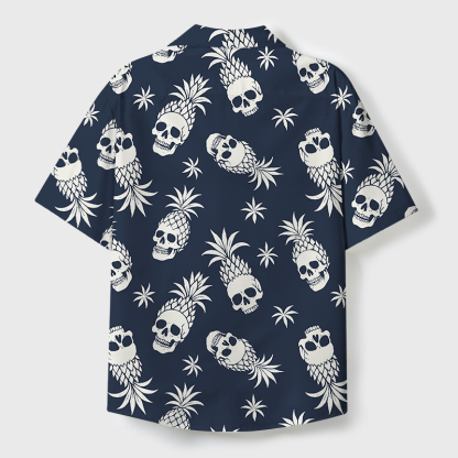 Tokyo-Tiger Pineapple Skull Cuban Collar Shirt
