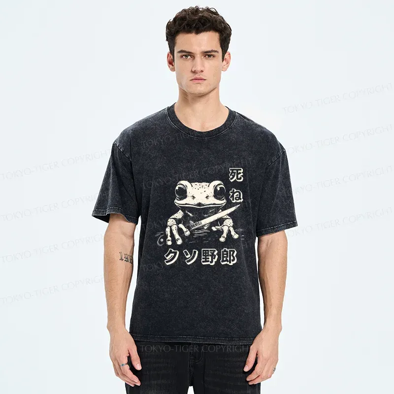 Tokyo-Tiger Frog With Knife Washed T-Shirt