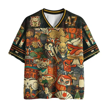 Tokyo-Tiger Japanese Traditional Elements Mesh Jersey