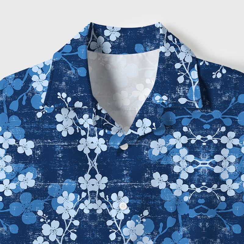 Tokyo-Tiger Midnight Blossoms Cuban Collar Shirt