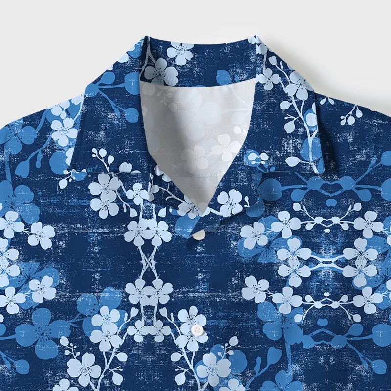Tokyo-Tiger Midnight Blossoms Cuban Collar Shirt