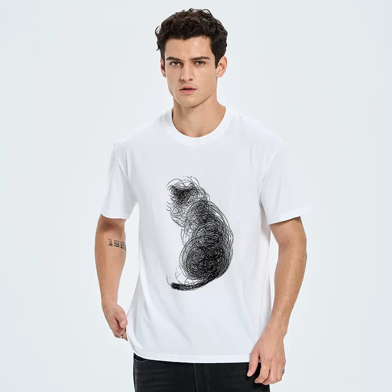 Tokyo-Tiger Chaotic Line Art Of A Curled Cat Classic T-Shirt