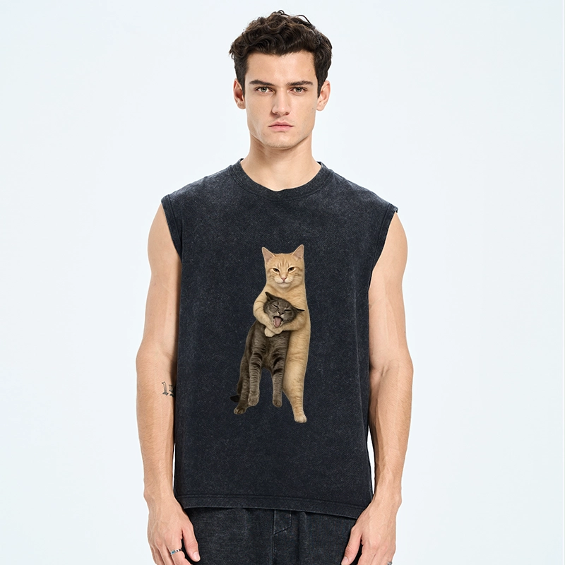 Tokyo-Tiger Orange Cat’s Tight Embrace Washed Tank