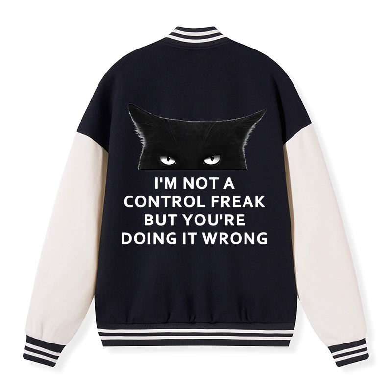 Tokyo-Tiger Control Freak Funny Embroidery Varsity Jacket