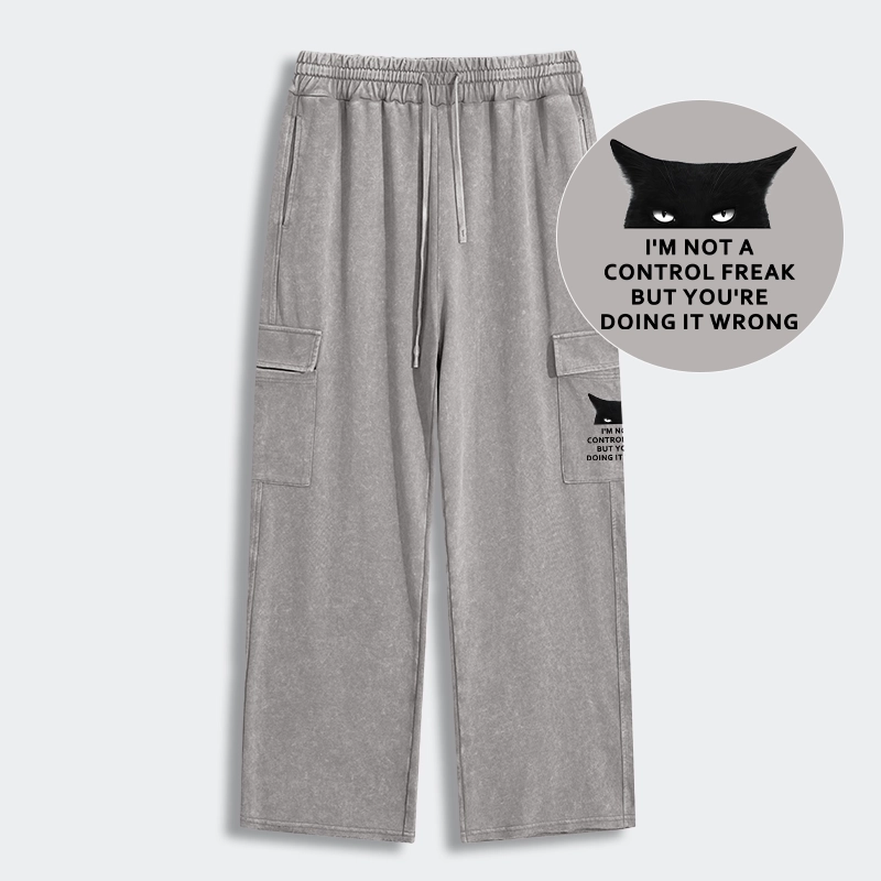 Tokyo-Tiger Control Freak Funny Washed Utility Sweatpants