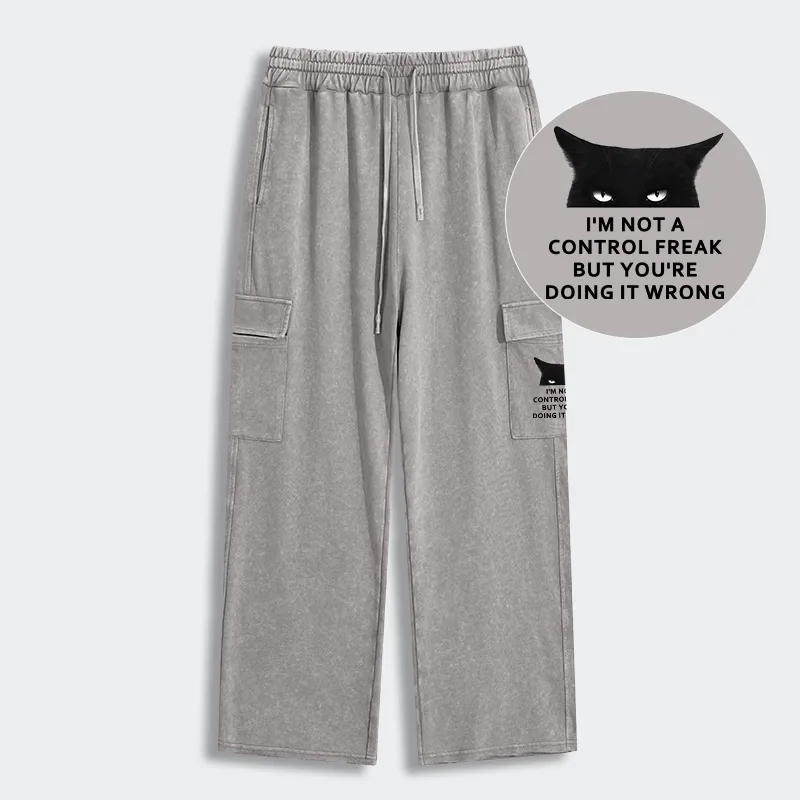 Tokyo-Tiger Control Freak Funny Washed Utility Sweatpants