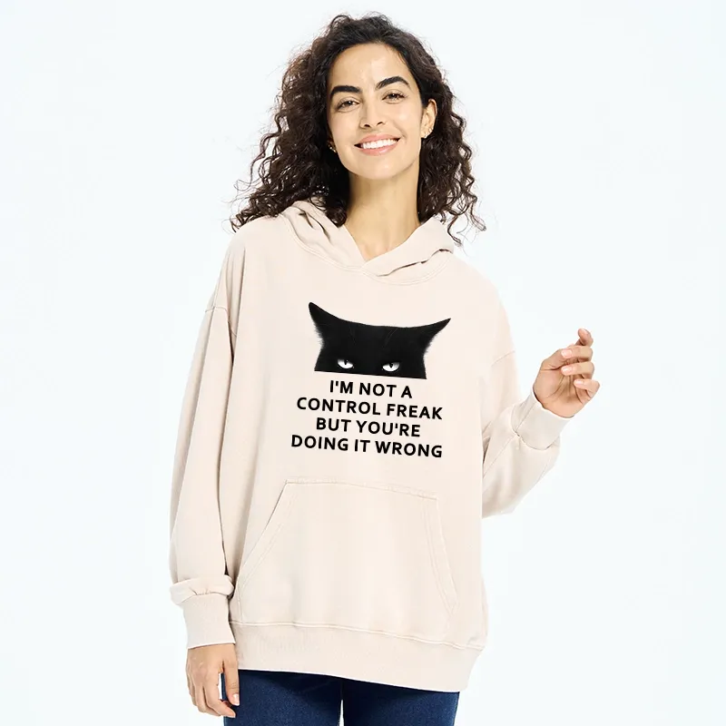 Tokyo-Tiger Control Freak Funny Washed Hoodie