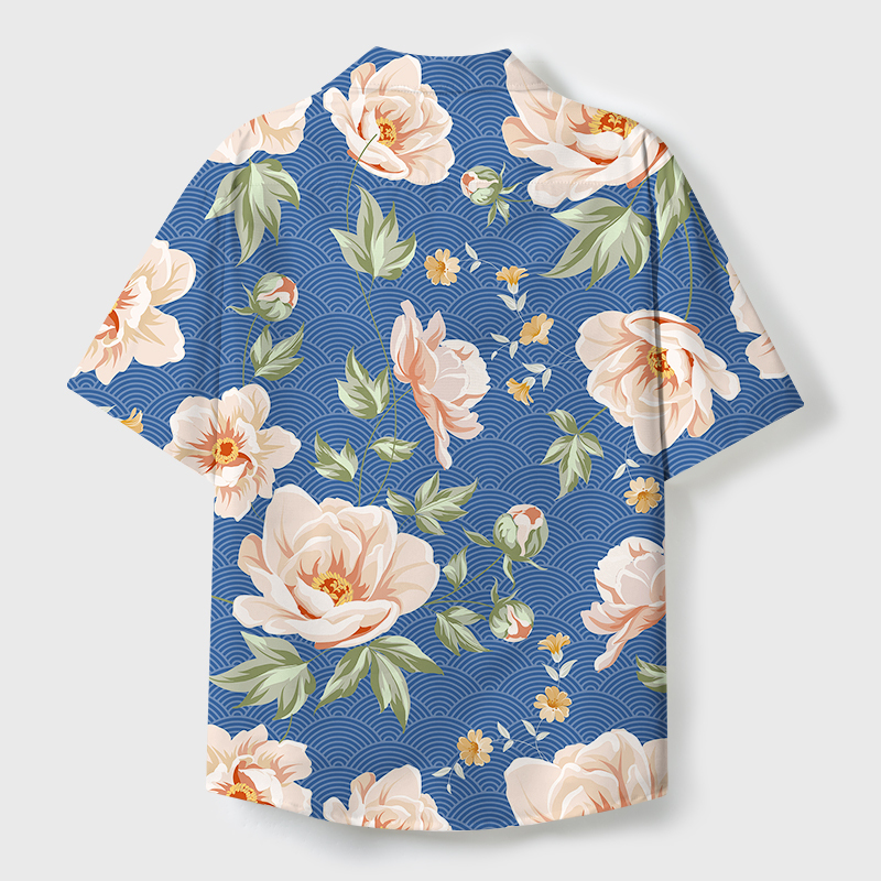 Tokyo-Tiger Flowers In The Waves Cuban Collar Shirt