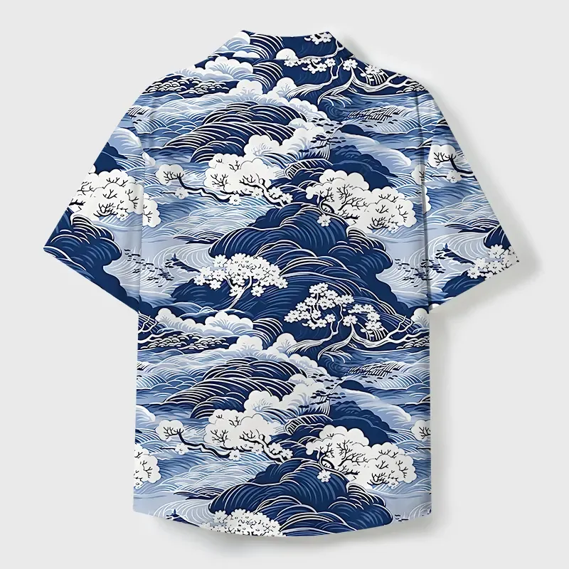 Tokyo-Tiger Traditional Japan Scenery Cuban Collar Shirt