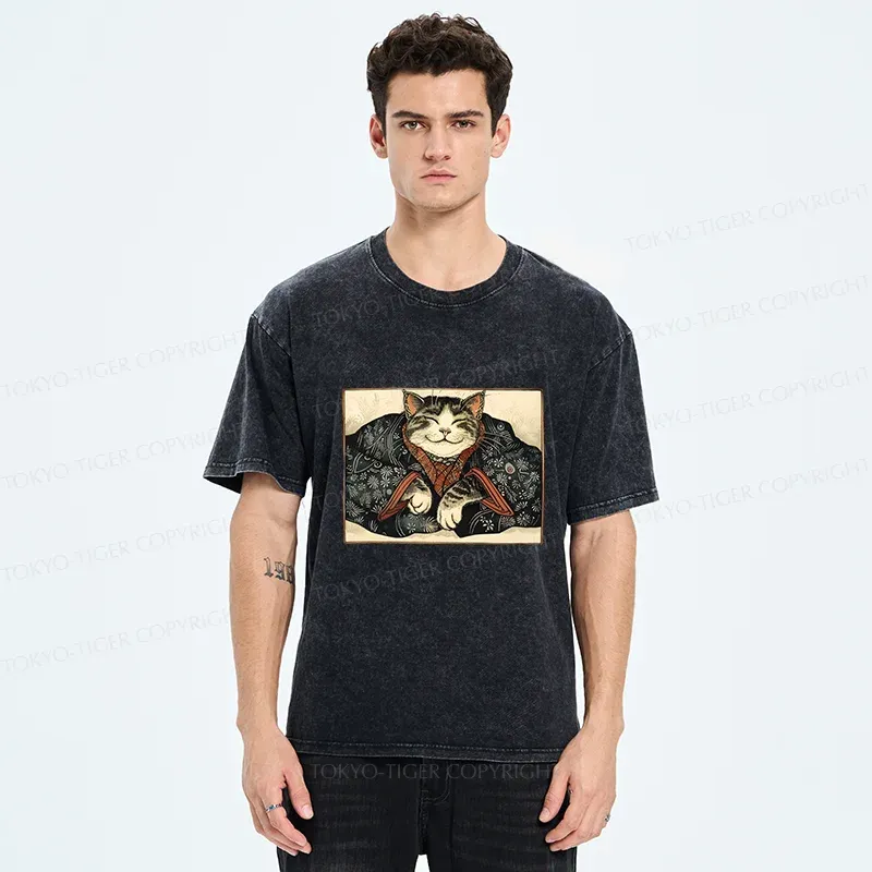 Tokyo-Tiger Kind Cat Washed T-Shirt