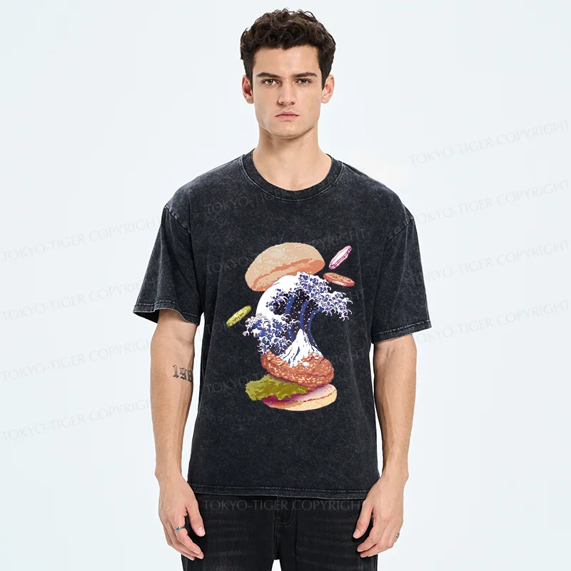 Tokyo-Tiger Delicious Burgers Washed T-Shirt