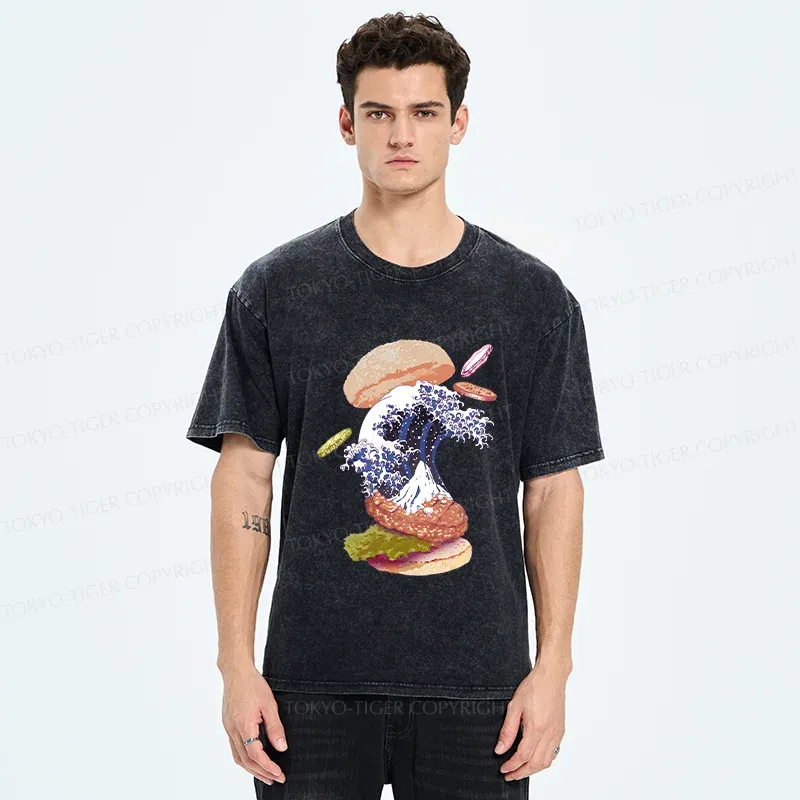 Tokyo-Tiger Delicious Burgers Washed T-Shirt