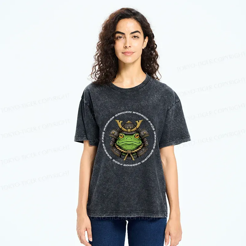 Tokyo-Tiger Serious Frog Warrior Washed T-Shirt