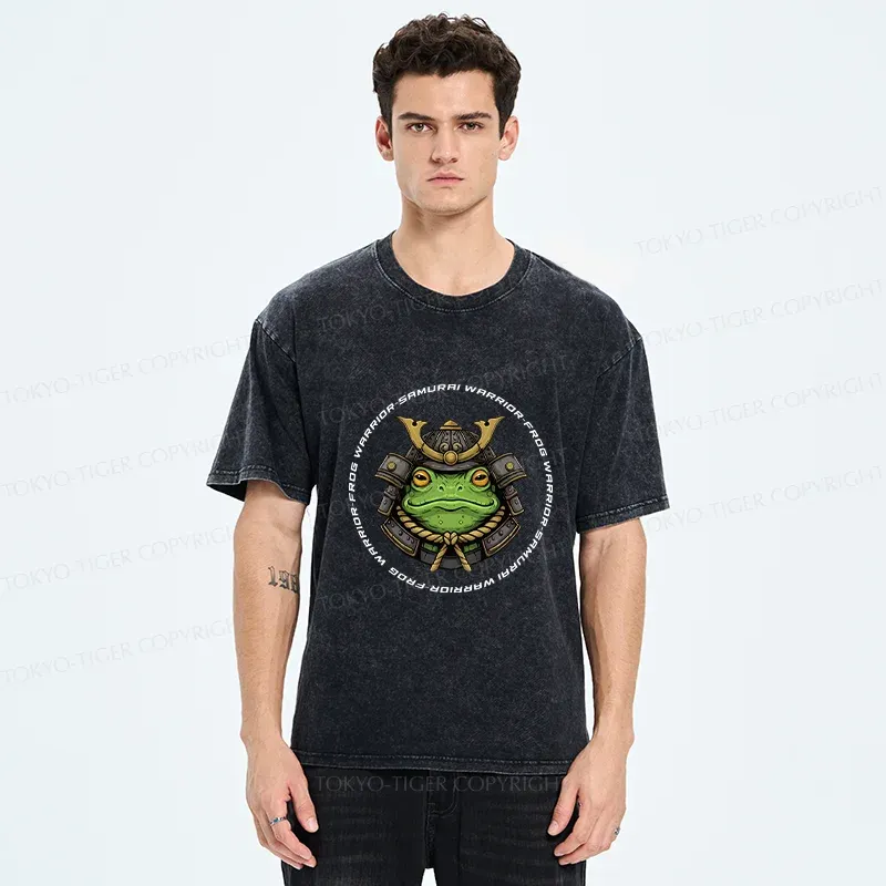 Tokyo-Tiger Serious Frog Warrior Washed T-Shirt