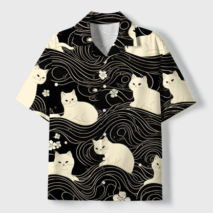 Tokyo-Tiger Mysterious Cat Cuban Collar Shirt