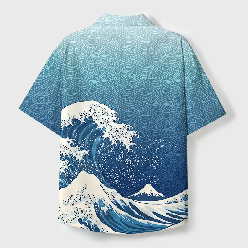 Tokyo-Tiger The Great Wave Off Fuji Aloha Cuban Collar Shirt