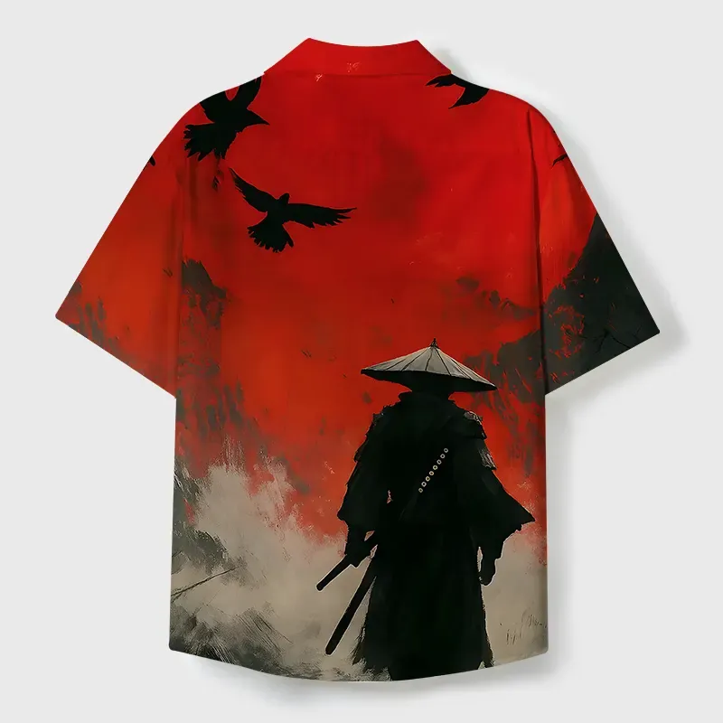 Tokyo-Tiger Blood Night Samura Cuban Collar Shirt